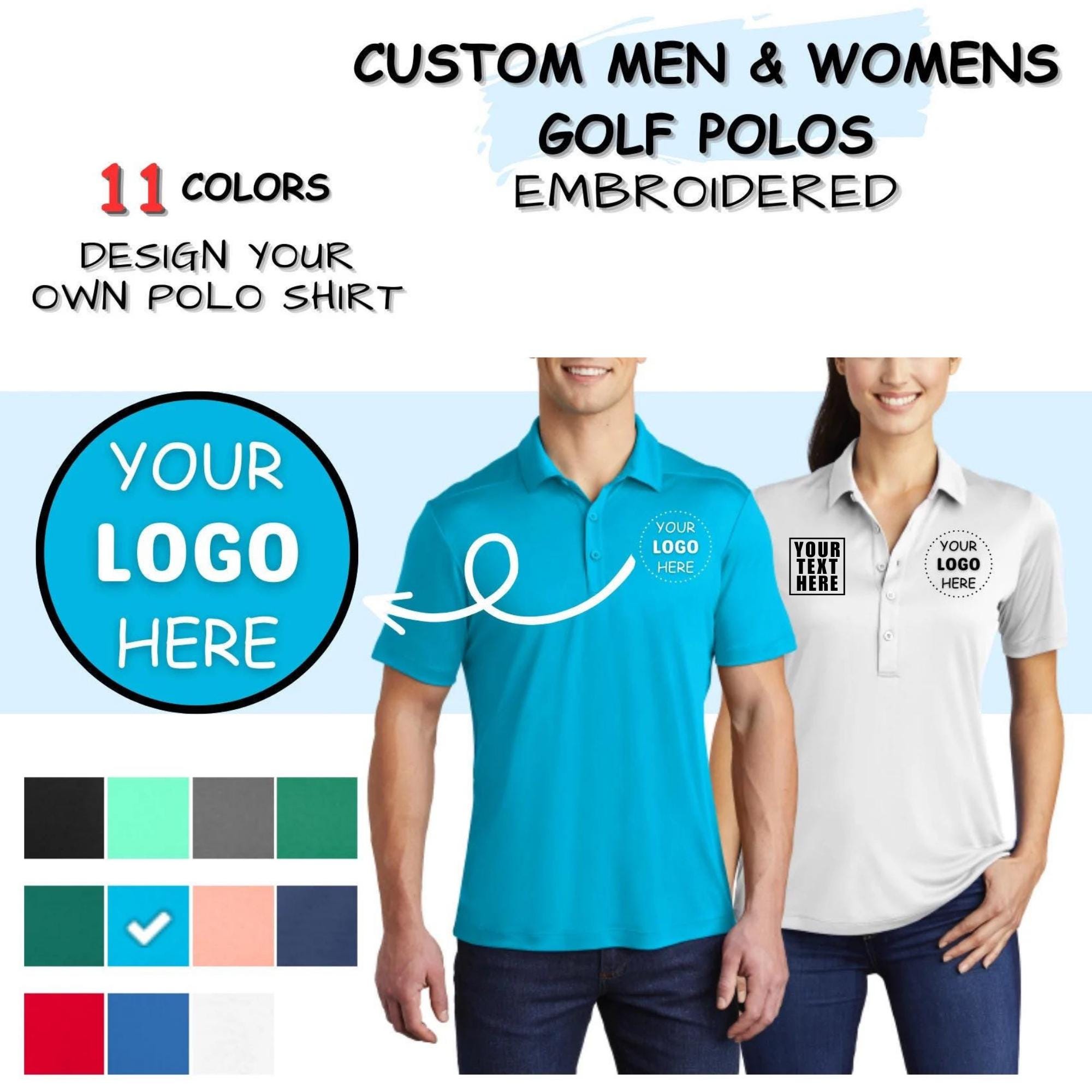 Custom polo shirts, Sport-Tek Posi-UV Pro Polo. breathable dry-fit polo - Personalized Golf Polo, printed Logo polo, Unique Gift (ST520)