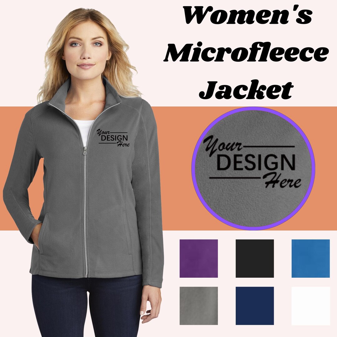 Custom Embroidered Ladies Microfleece Jacket, Personalized Text Full ...