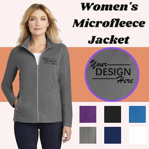 Custom Embroidered Ladies Microfleece Jacket, Personalized Text Full Zip Jacket, Custom Stitching Fleece Jacket, Women Logo Jacket，L223