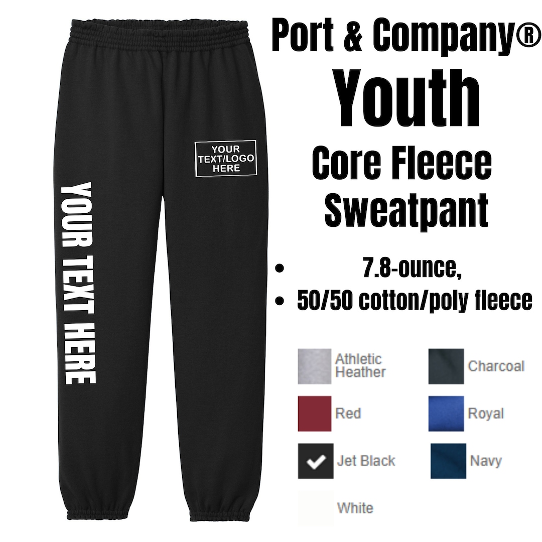Custom Youth Core Fleece Sweatpants, Youth Sizes, Personalized