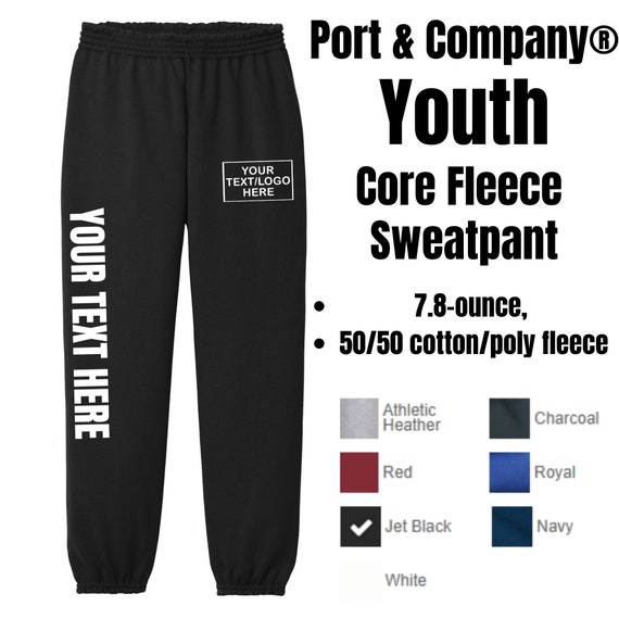 Custom Youth Core Fleece Sweatpants, Youth Sizes, Personalized Sweatpants,  School Sweatpants, Team Pants, Gift for Kids PC90YP 