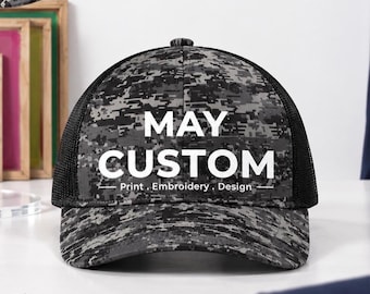 Custom Digi Camo Snapback Trucker Cap | Personalized Dad Cap, District C404 | Logo Baseball | Soft Cotton
