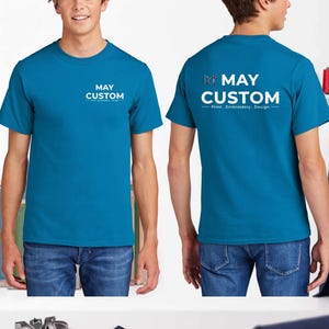 Custom Tall T-Shirt, Personalized Tall Essential Tee, Your logo. Text Here Shirt, Custom Graphic Tee for Men, Tall Fit Cotton Shirt,  PC61T