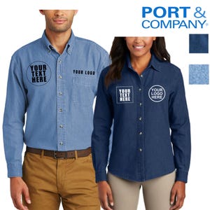 Custom Denim Shirt with Embroidery, Monogram Long Sleeve Denim, Personalized Casual Shirt for Men & Women. SP10