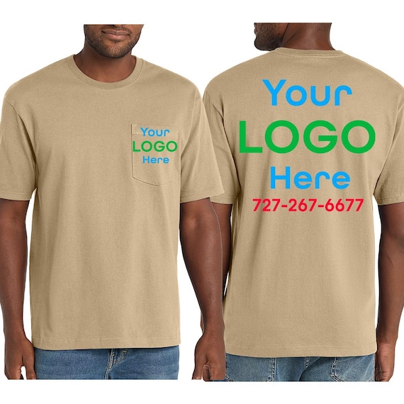 Custom Workwear Pocket Tee Heavyweight 7oz - Personalized Construction & Landscaping T-Shirts, Add Text/Logo/Photo, Durable CS430