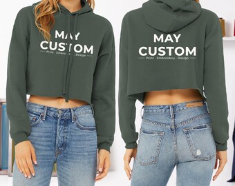 Sudadera corta personalizada / Top corto con logo / Bella Canvas 7502 / Sudadera con foto personalizada / Sudadera personalizada de moda / Top corto con dobladillo sin rematar