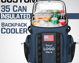 Personalized Cooler Backpack, Custom Logo Cooler, 35 Can Insulated Cooler Bag, Large Waterproof Cooler with Name or Logo a012