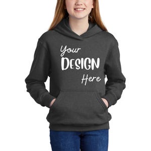 Sudadera con capucha juvenil / Sudadera personalizada para niños / Personalízala con tu diseño o texto / ¡El regalo de cumpleaños perfecto! PC90YH imagen 17