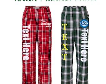 Custom Kids Flannel Pajama Pants, Personalized Youth Plaid PJs with Name or Monogram, Matching Family Holiday Pajamas, Gift for Kids