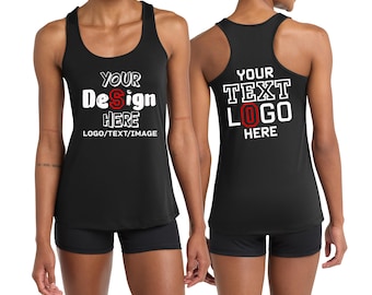 Custom Performance Tank, Women's dry-fit Racerback Tank, Custom print design/logo/text, perfect for running, jogging, fitness, yoga. LST356