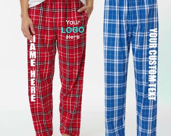 Custom Men's Flannel Lounge Pants | Personalized Team PJs with Name and Number, Cozy Double-Brushed Cotton, Practical Pockets