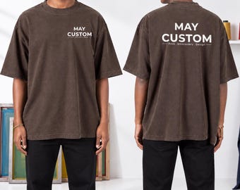 Camiseta personalizada Shaka Wear SHGDD / Estilo urbano extragrande / Logotipo con hombros caídos / Camiseta con estampado vintage / Camiseta de algodón grueso de 214 g/m²