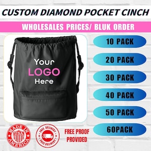 Custom Logo Drawstring Bag - Bulk Order Gym Sack Backpack for Kids & Adults - Minimum 6 pcs - Sporty Cinch Pack BG637