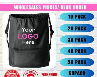 Custom Logo Drawstring Bag - Bulk Order Gym Sack Backpack for Kids & Adults - Minimum 6 pcs - Sporty Cinch Pack BG637