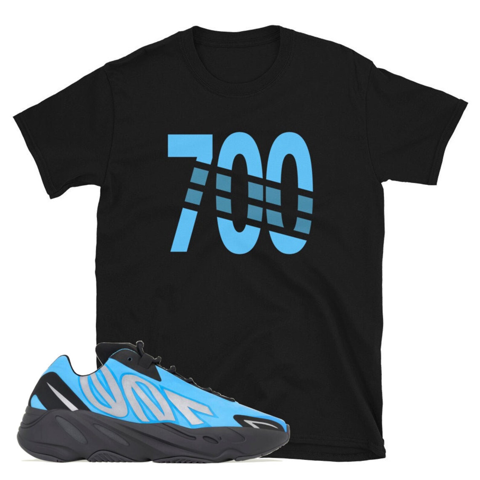 Shirt to Match Yeezy Boost 700 MNVN Bright Cyan Blue | Etsy