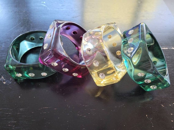 Acrylic and rhinestone bangles bracelets - image 5