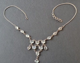 Edwardian Silber Mondstein Kette Festoon