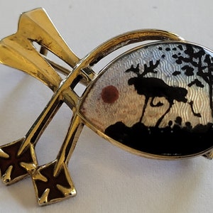 Aksel Holmsen guilloche enamel moose brooch.