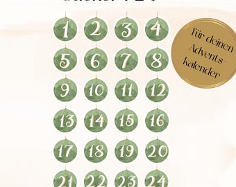 Advent calendar numbers stickers for Advent calendar numbers digital template