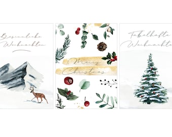 Christmas Cards Watercolor Greeting Cards Christmas Beautiful Christmas Cards (Set of 3 incl. envelopes)