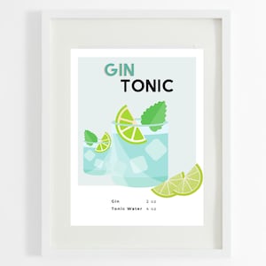 Direct downloaden! Klassieke cocktailsborden met recepten: Gin &Tonic