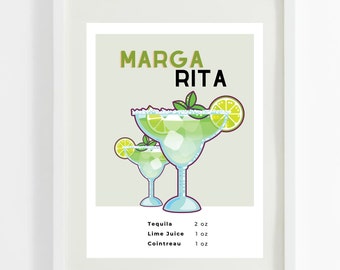 Instant download! Classic Cocktails Signs with Recipes: Margarita