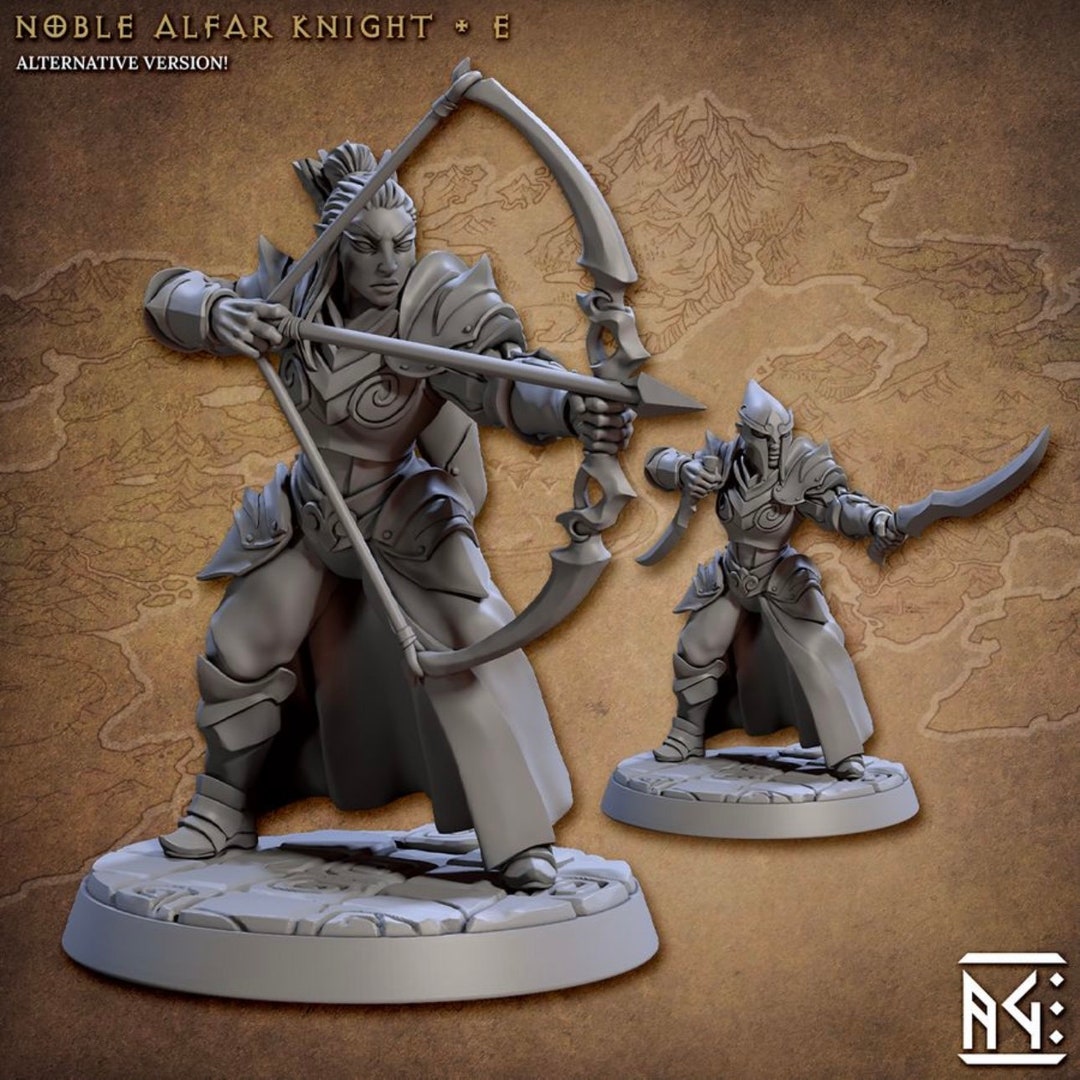Noble Alfar Knight E Fey Deer Elves Miniature Dnd Miniatures Dungeons and Dragons Pathfinder 5E