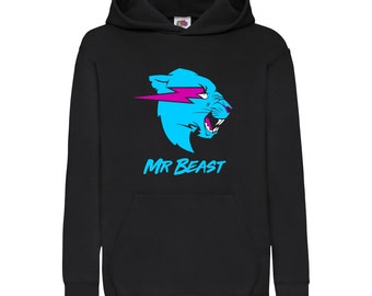 Mr Beast Hoody Youtuber Beast Hoodie Pullover Kids Adults UNISEX Black
