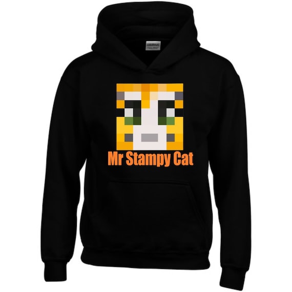BLACK KIDS BOYS GIRLS STAMPYLONGNOSE MR STAMPY CAT HOODY HOODIE