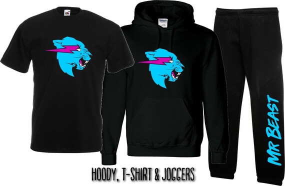 Mr Beast Hoody Youtuber Beast Hoodie Pullover Kids Adults UNISEX Black