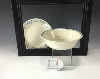 Vintage Corelle Cereal Bowl: Ivory with Blue Border, Country Violets