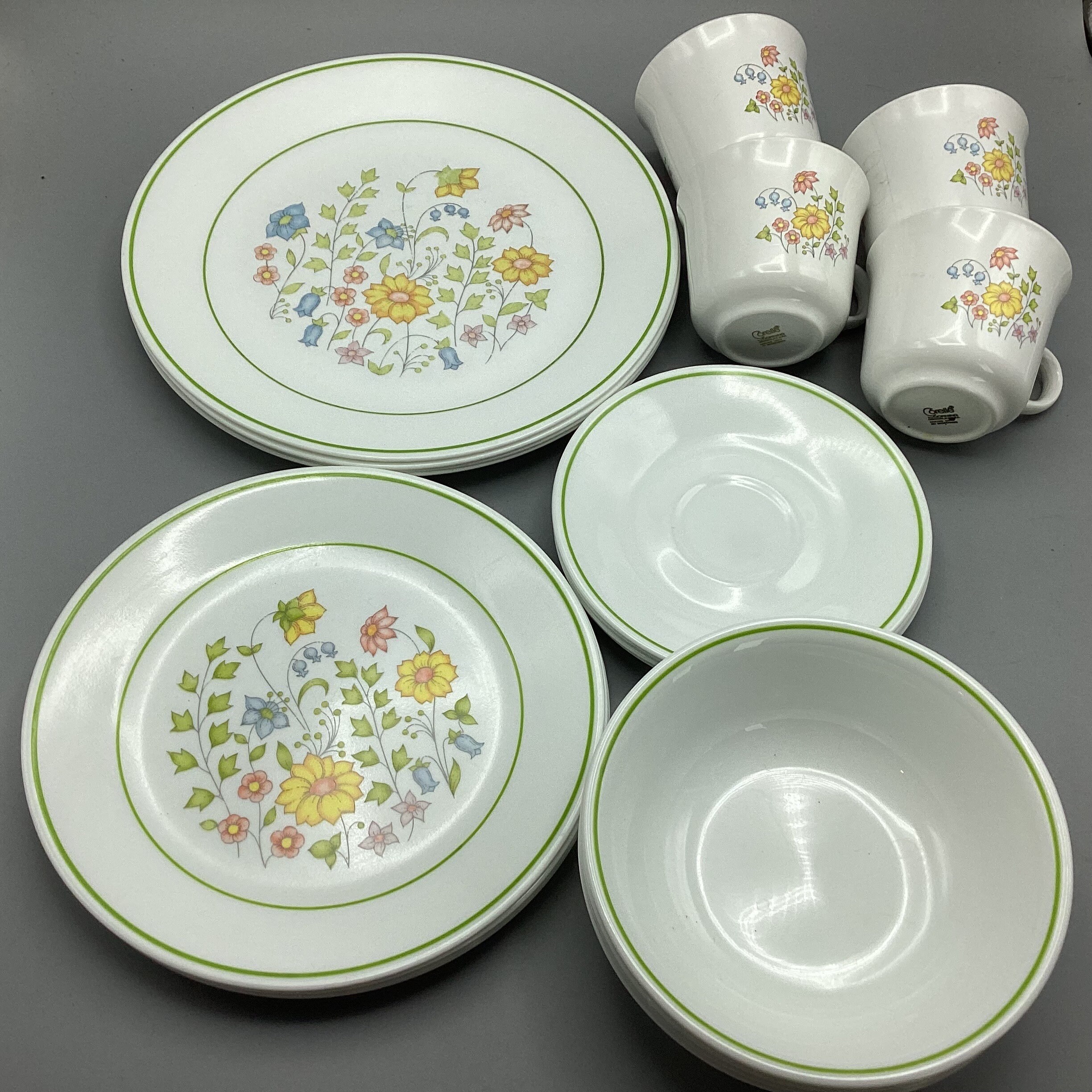Corelle Expressions MEADOW 4 Dinner Plates & 2 Bowls Vintage Excellent Condition