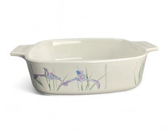 Vintage 1 Quart Corning &quot;Shadow Iris&quot; Square Casserole