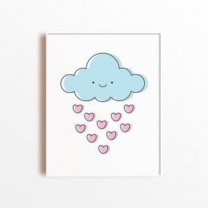 Raining Hearts, Printable Art, Printable Wall Art, Nursery, Digital Print, Instant Download