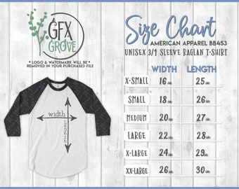 American Apparel Baseball Tee Size Chart