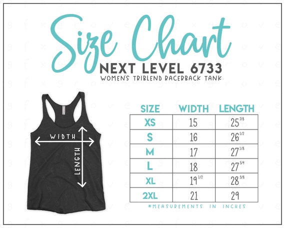 greatLAnd Chad TANK TOP CREAM サイズXL Next Level 1533 Tank Top Size Chart, 1533 Size Chart, Ladies