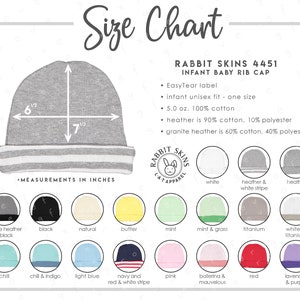 Carta de colores Rabbit Skins 4451 • 19 COLORES • Gorro infantil Rabbit Skins • Carta de colores de gorros para bebé Rabbit Skins • RS4451