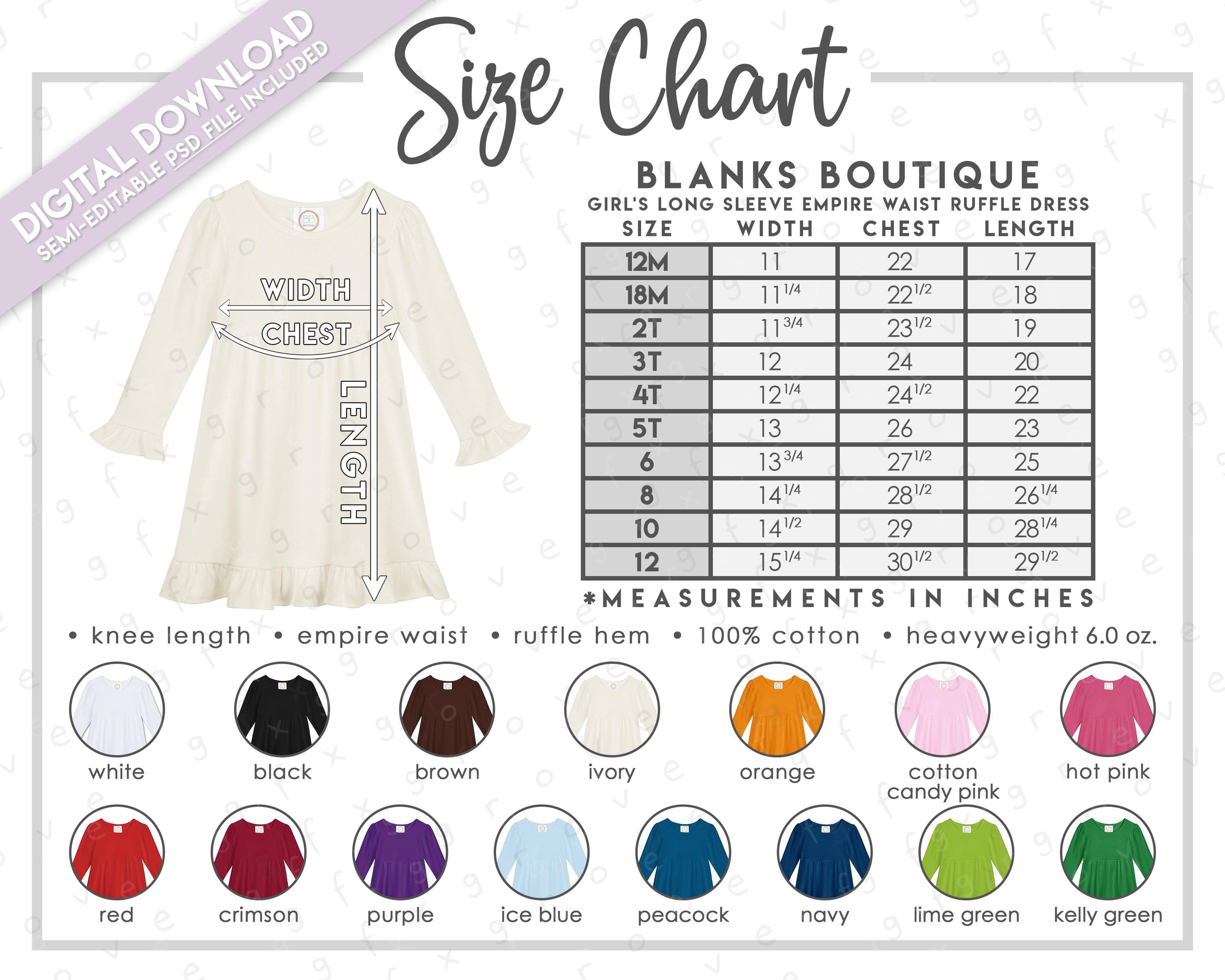 Womens Dress Size Chart - Etsy