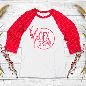 Bella + Canvas 3200 Mockup - Bella Canvas Baseball Tee Mockup - Bella Canvas Red & White Baseball Tee - Bella and Canvas Raglan Mockup