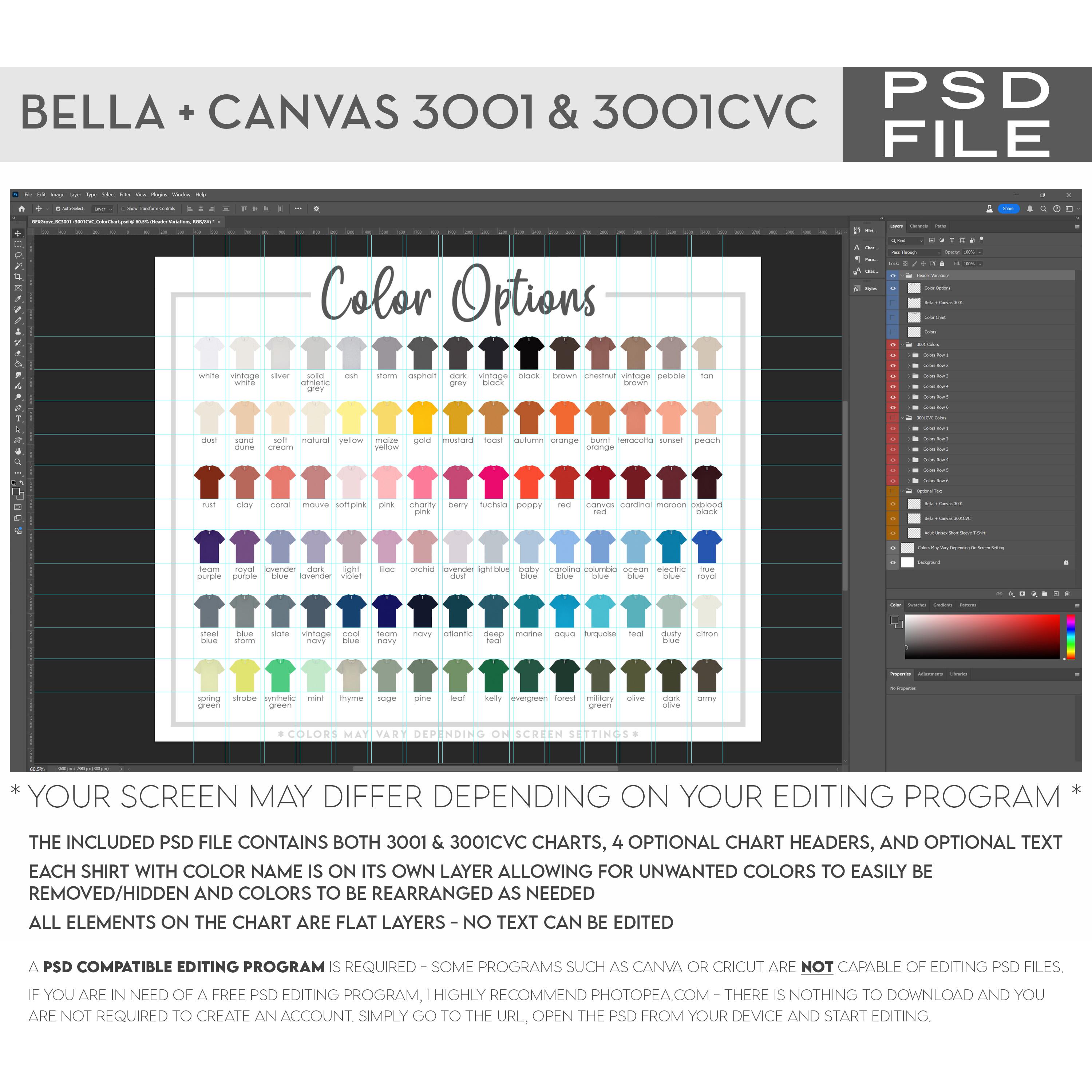 MEGA BUNDLE Bella + Canvas 3001 & 3001CVC Color Charts + Shirt Images ...