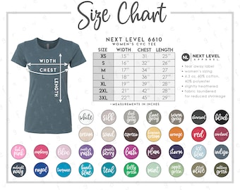 Next Level 6610 Size Chart Next Level Womens Short Sleeve - Etsy Hong Kong