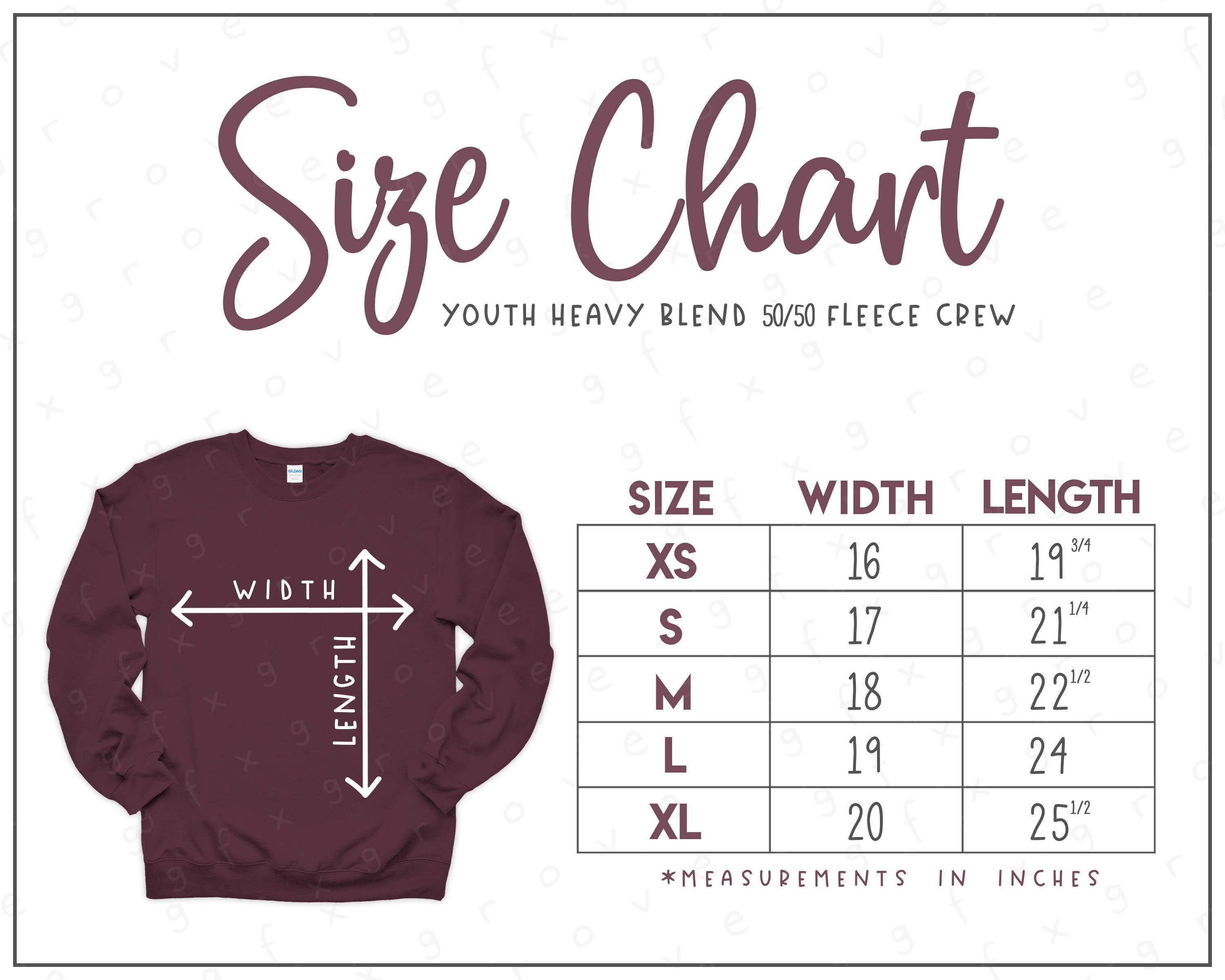 G180B Size Chart (2 Versions Included) • Youth Fleece Crewneck