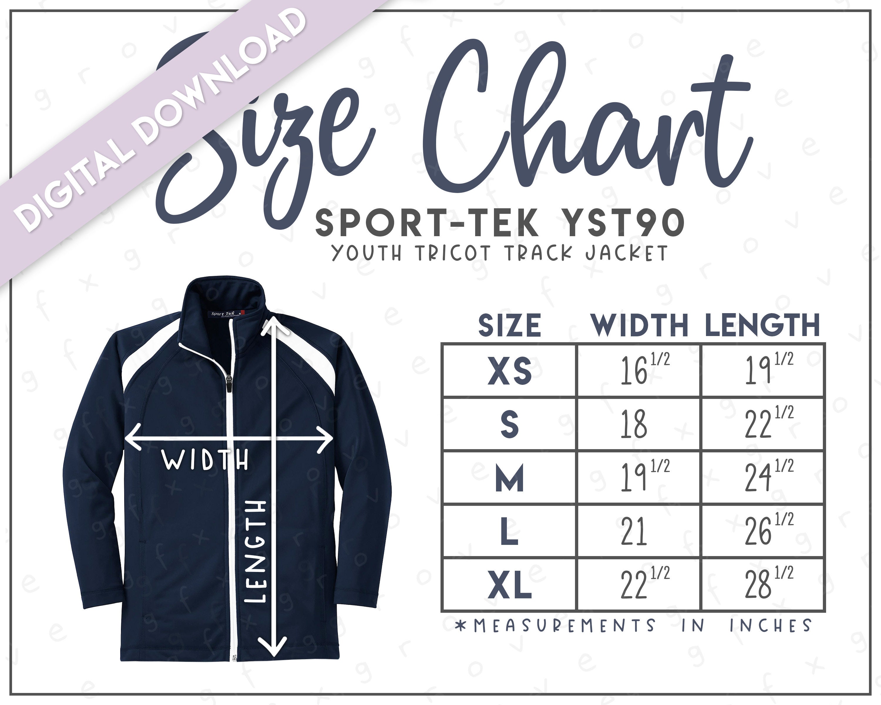 Sport-tek YST90 Size Chart Sport-tek Youth Tricot Track Jacket