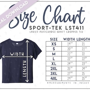 Sport-Tek LST411 Size Chart • Sport-Tek Ladies PosiCharge Draft Cropped Tee • Sport Tek Women&#39;s Cropped Tee • Sport Tek LST411