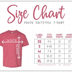 G645B Size Chart (2 versions included) • Youth Softstyle T-Shirt Size Chart • G645B Size Chart • 64500B Size Chart