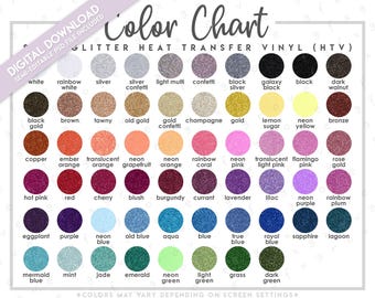 Semi-Editable Siser Glitter HTV Color Chart • Siser Glitter Vinyl Color Chart • Siser Color Chart • Siser Vinyl Color Chart