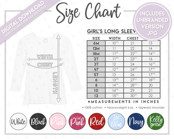 Semi-editable Blanks Boutique Girl's Long Sleeve Plain Tee Size +