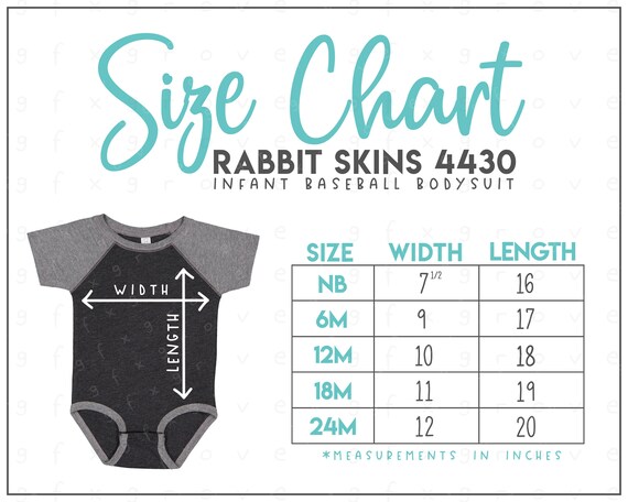 Tabela de tamanhos do macacão de beisebol infantil Rabbit Skins