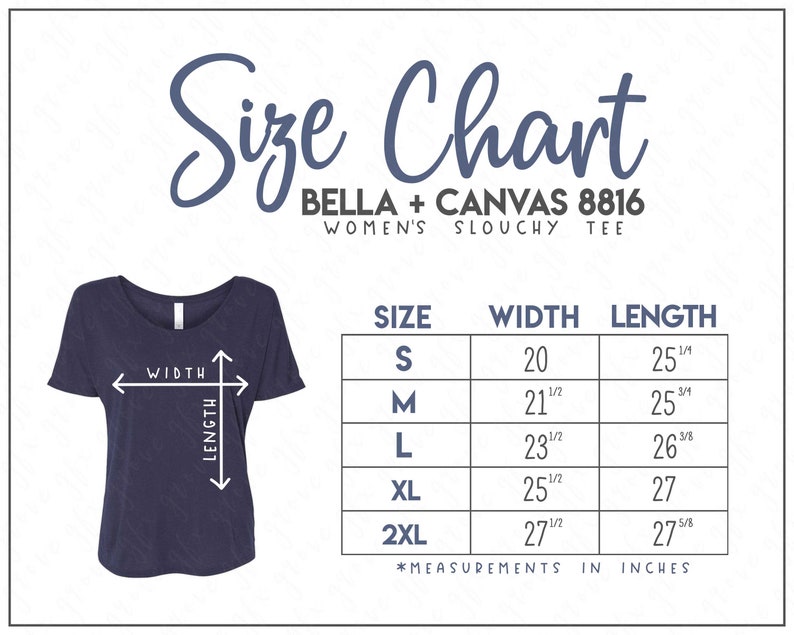 bella canvas t shirt size chart