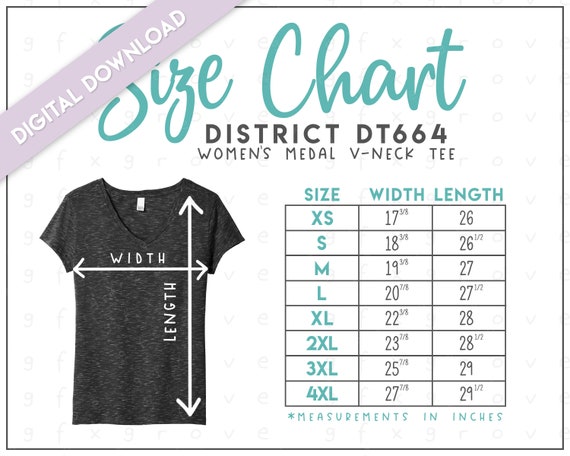 District Made DT664 Size Chart • District Made Women's Medal V